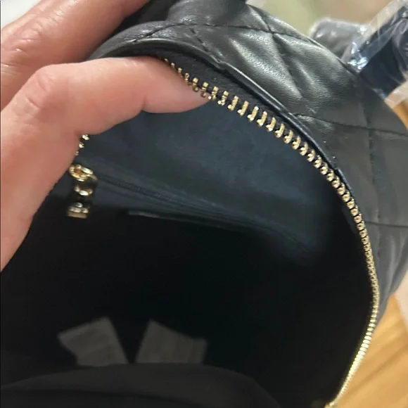 Badgley Mischka Mini Black Quilted Backpack with Gold Studs - Picture 6 of 7